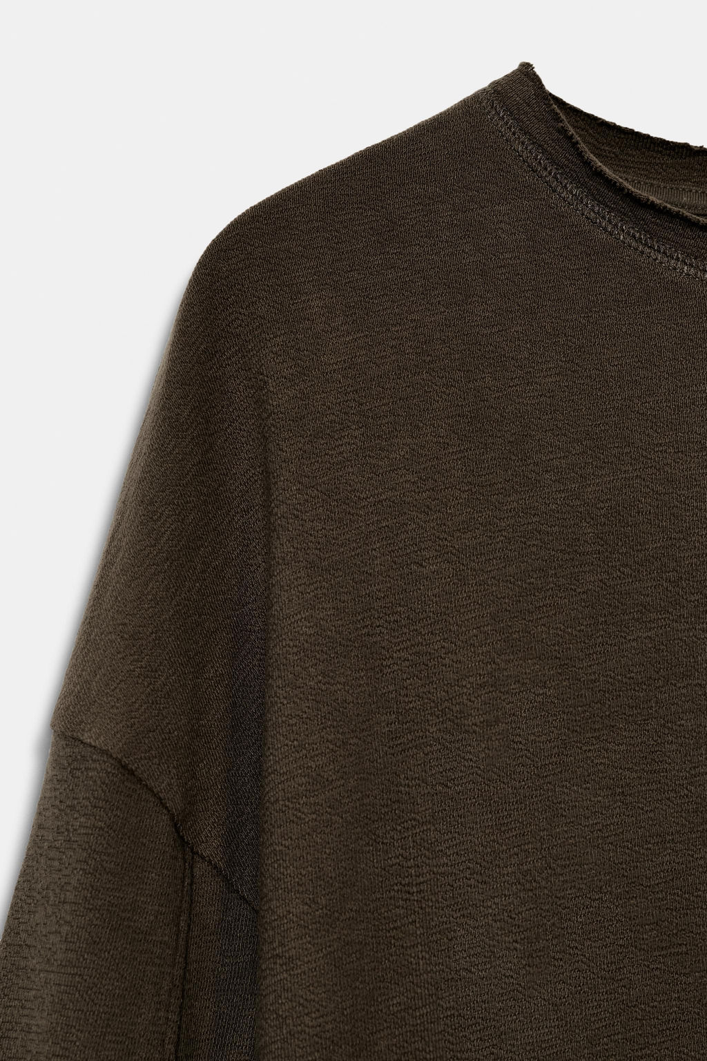 CAMISETA TEXTURA MANGA LARGA / Khaki - Zara фото 8