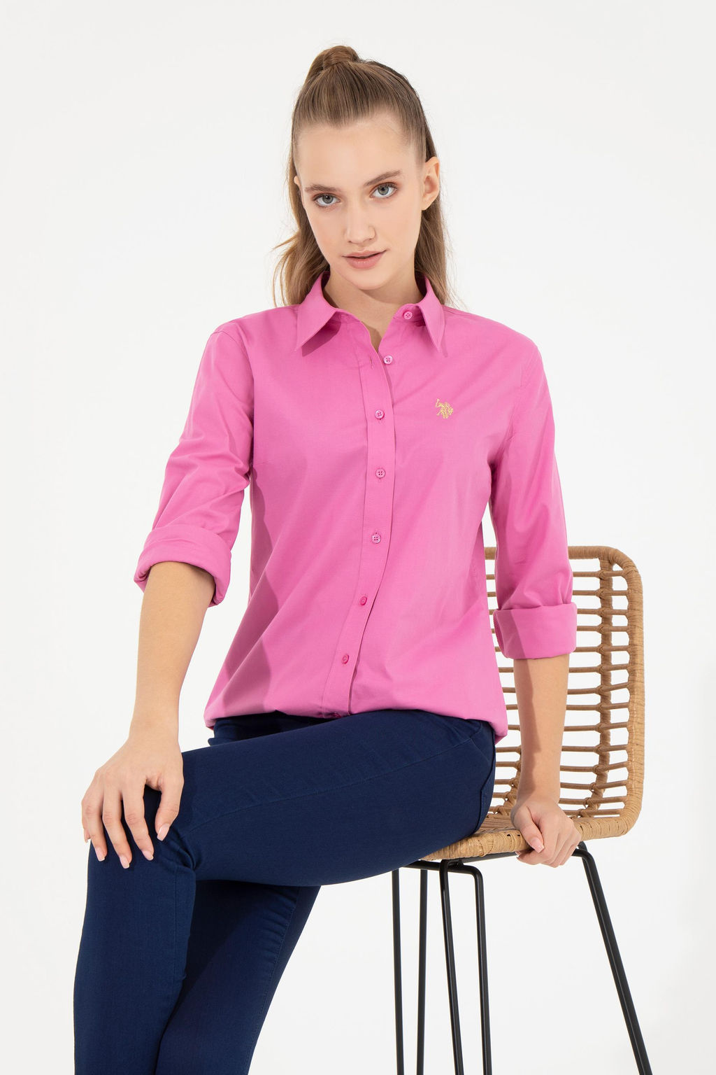 U. S. Polo Assn Женская розовая базовая рубашка с длинным рукавом - U.s. polo assn фото 14