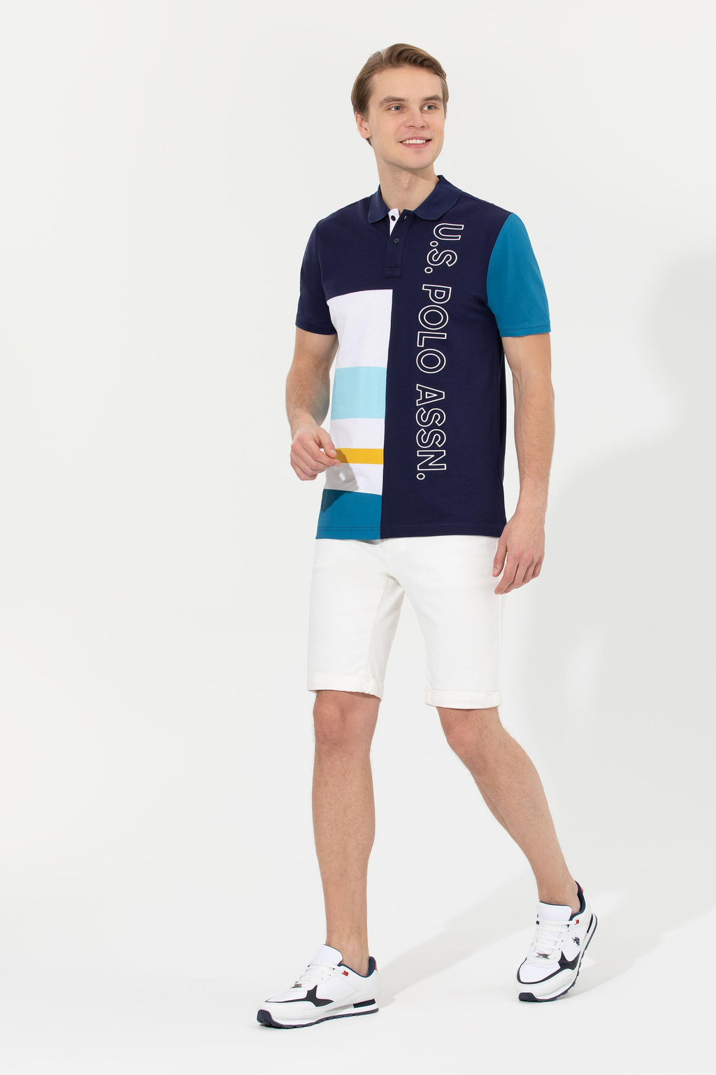 U. S. Polo Assn Мужская темно-синяя футболка с воротником-поло - U.s. polo assn фото 3