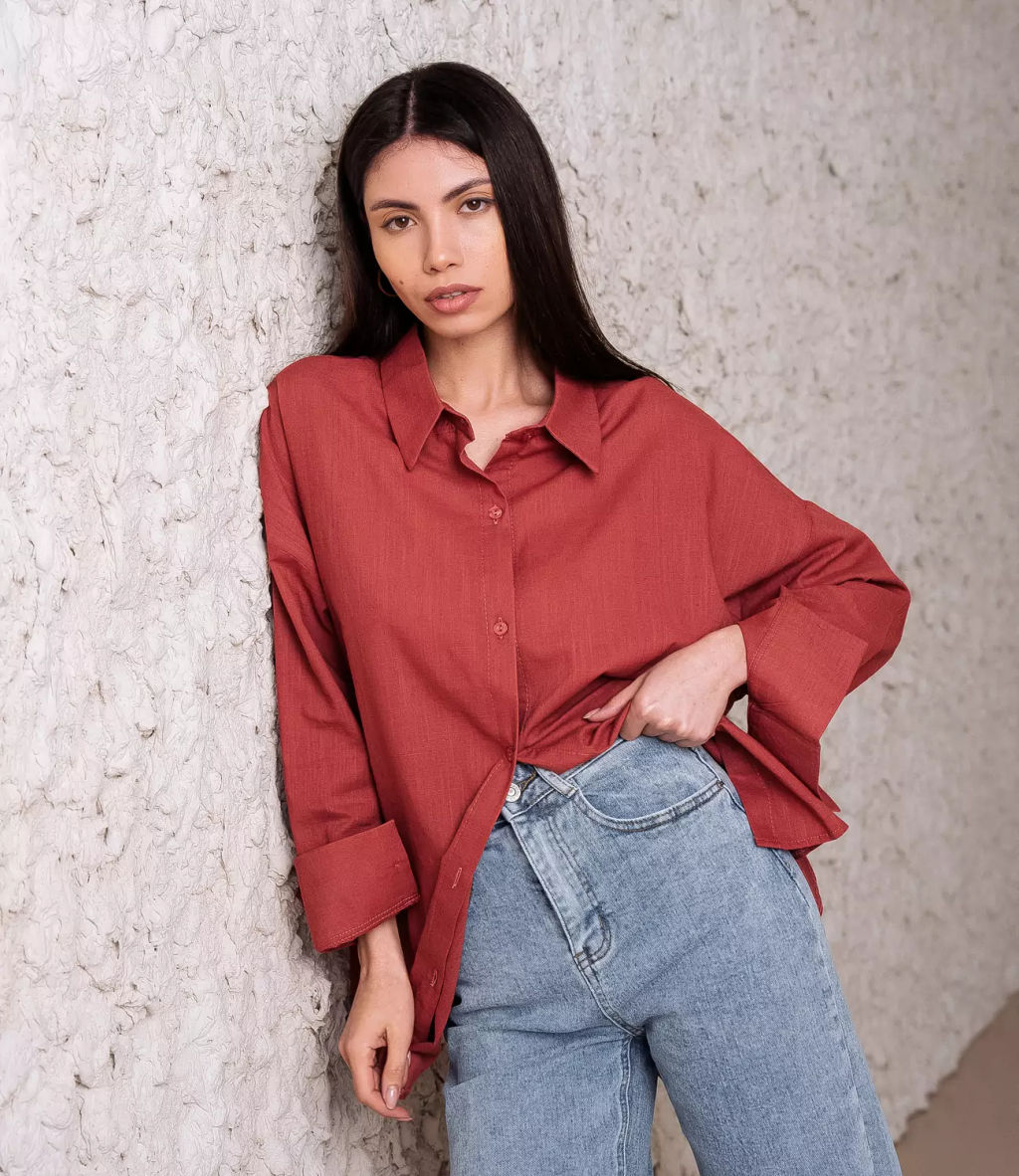 Рубашка #ОБШ1458, лососевый - Dommod фото 4