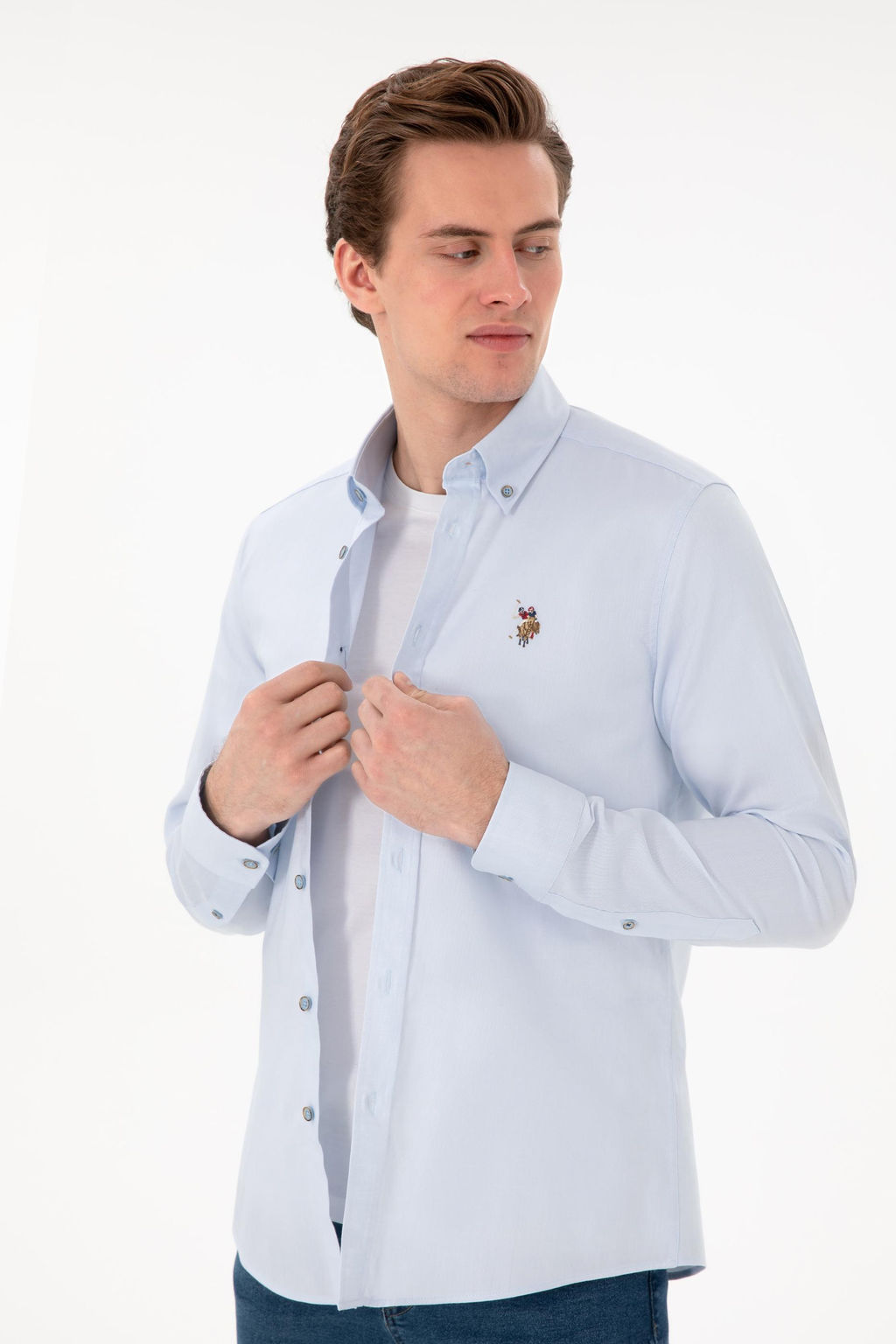 Erkek A__k Mavi Uzun Kollu Basic G_mlek Sepette S_rpriz _ndirim - U.s. polo assn фото 3