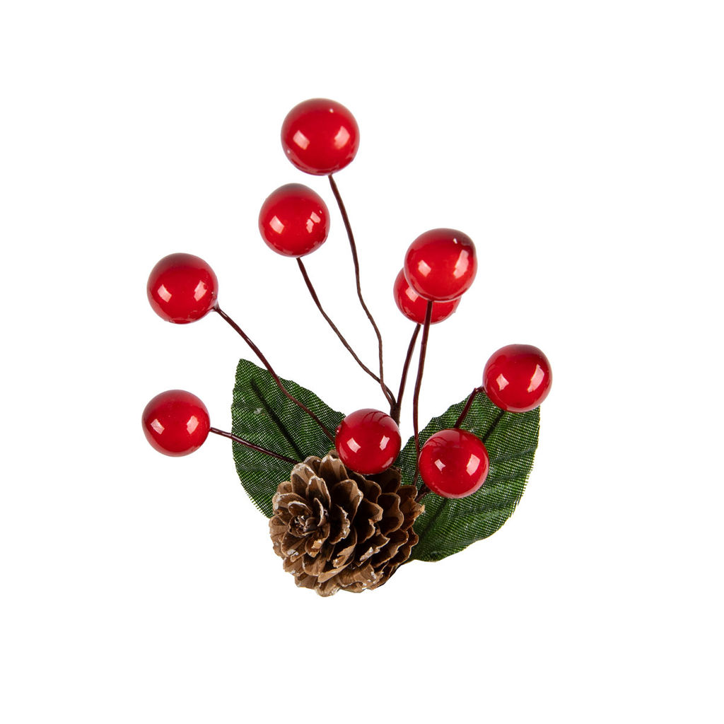 Blumentag VDF-140 Веточка с шишкой и ягодами 3 х 1 шт. 18 см 01  фото 4
