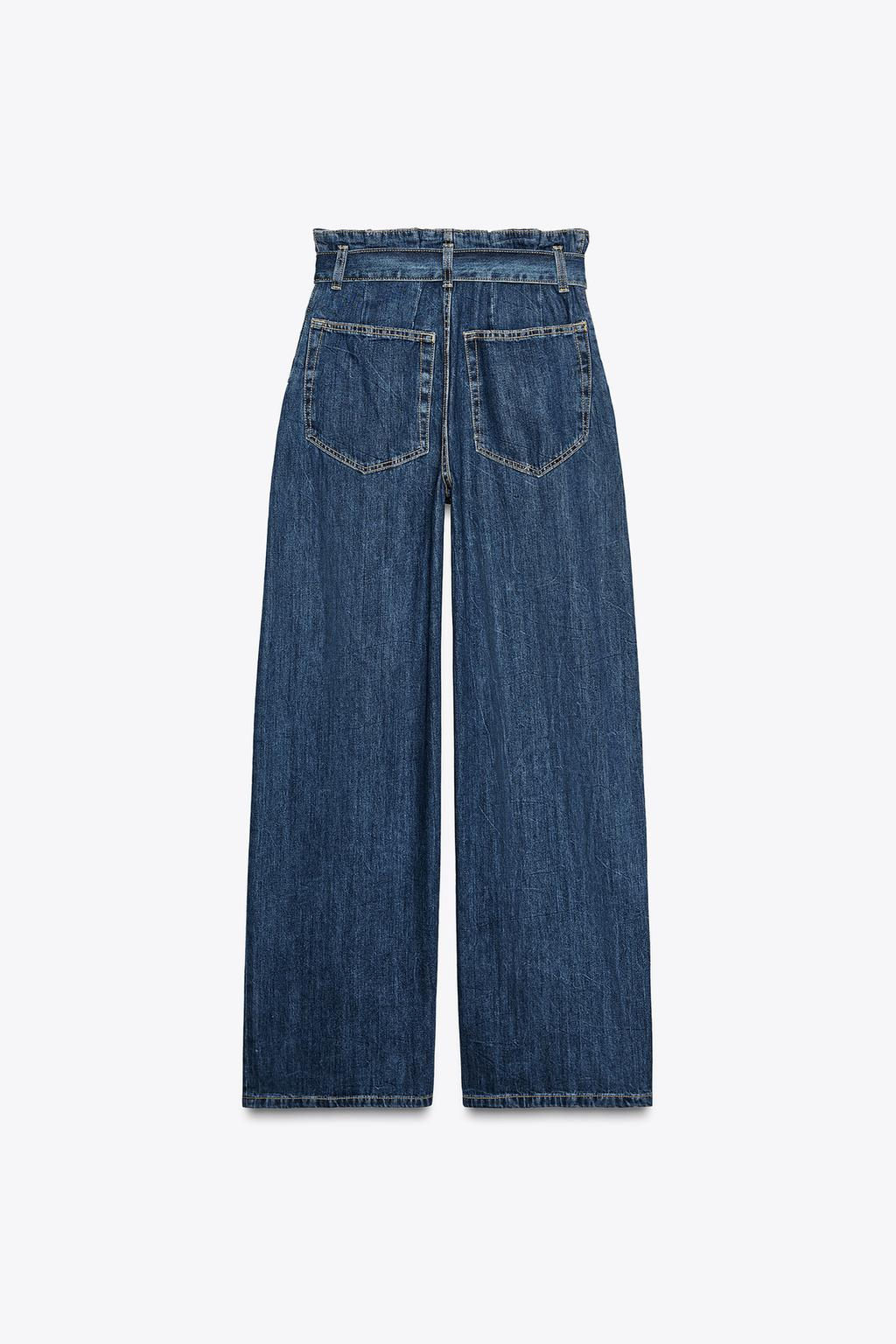 TRF HIGH-WAIST PAPERBAG BELTED JEANS - Zara фото 7