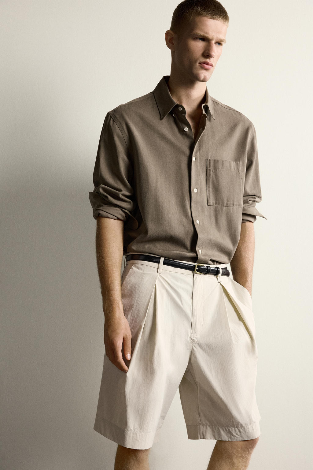 BERMUDA WIDE FIT PLIEGUES / Beige - Zara фото 5