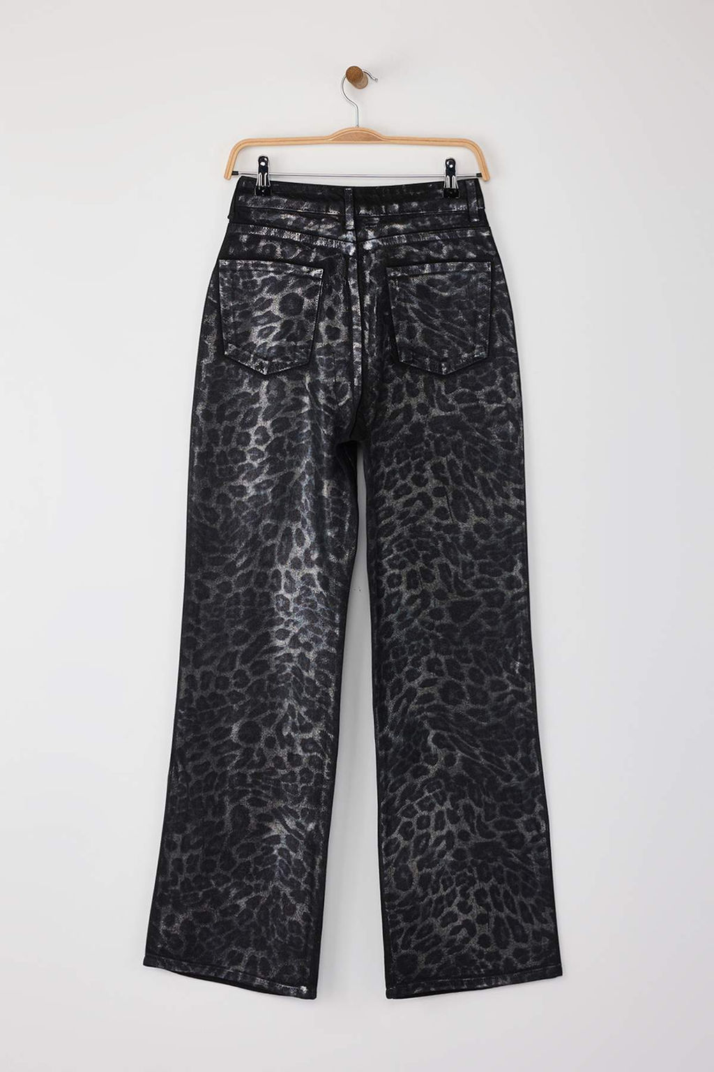 Limited Edition Cok Renkli Leopar Varak Bask?l? Yuksek Bel Wide Leg Jeans TWOAW25JE00071 - Trendyolmilla фото 3