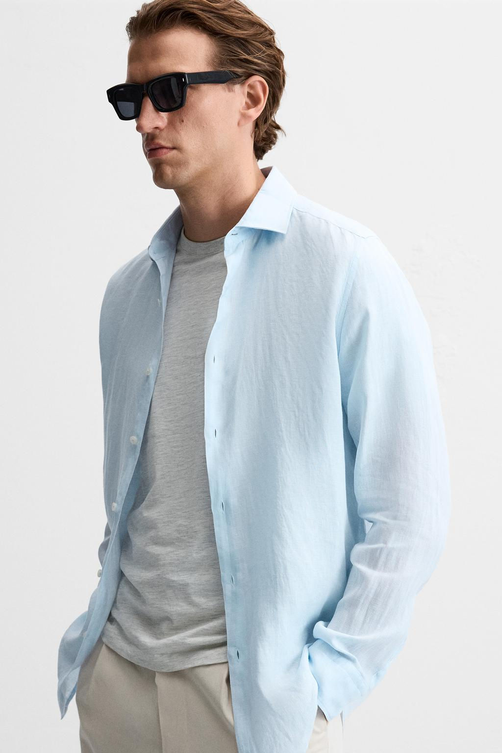100% LINEN SHIRT - Zara фото 13