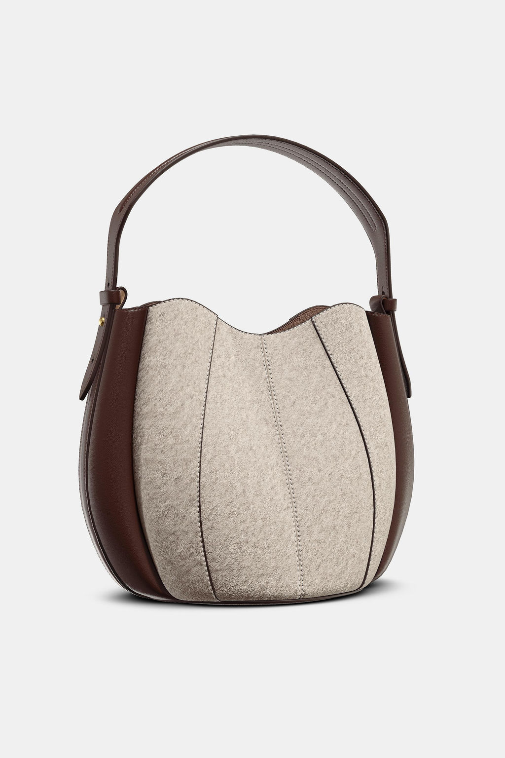 TOPSTITCH FABRIC BUCKET BAG