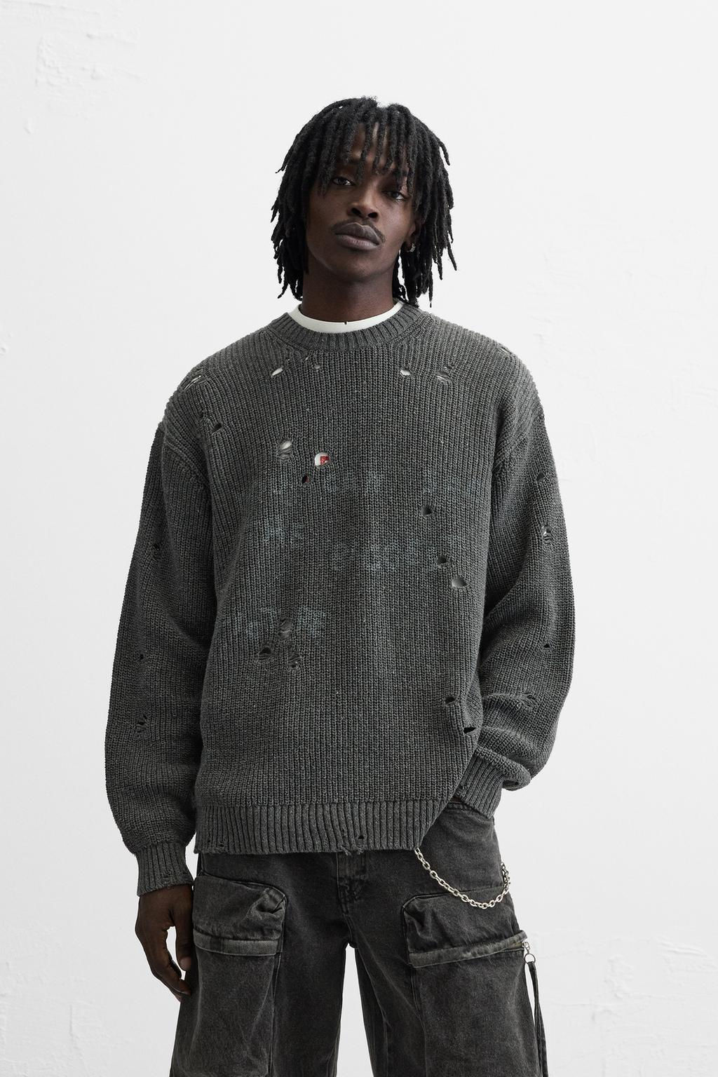 PRINTED RIPPED EFFECT SWEATER - Zara фото 2