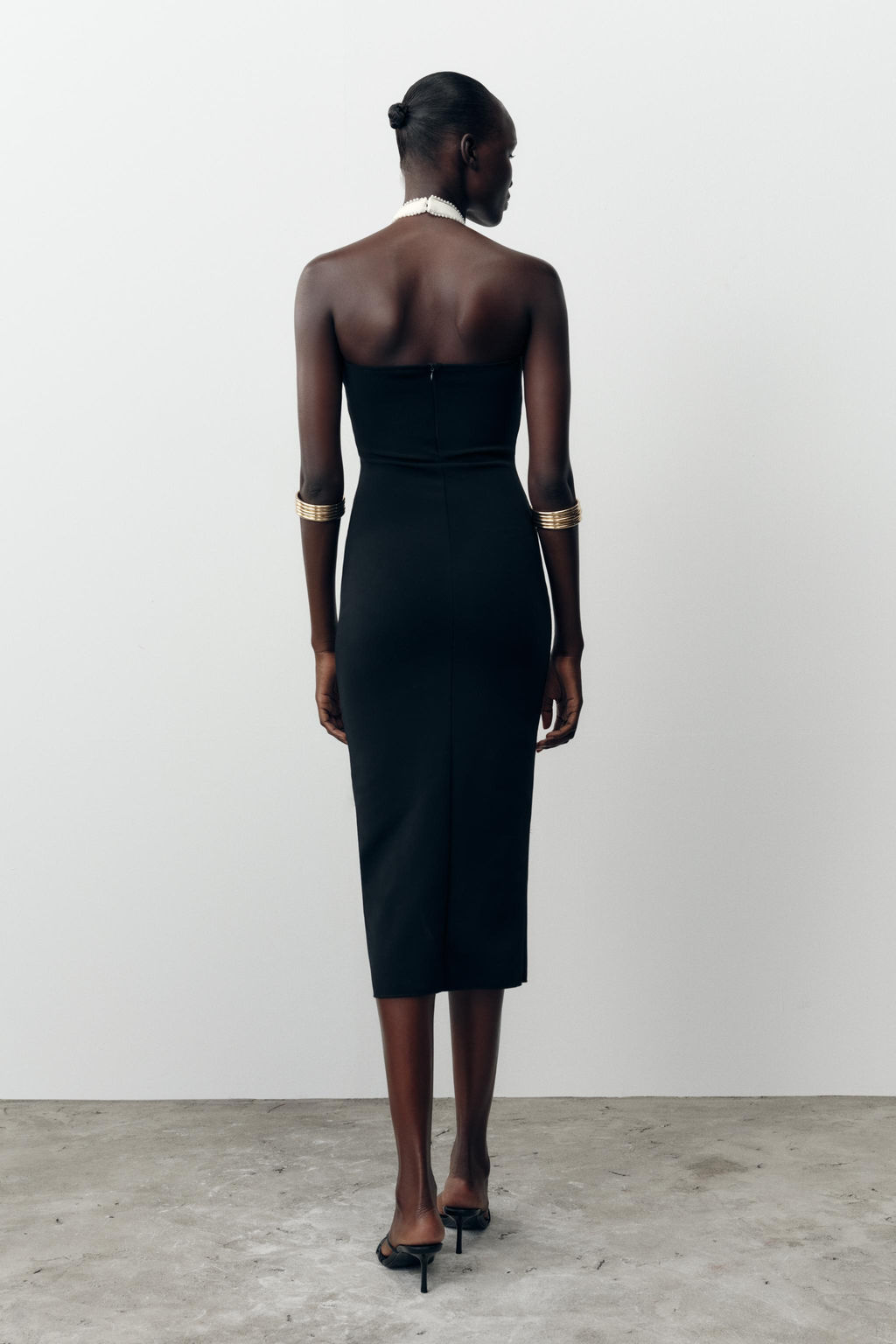 STRETCH MIDI DRESS WITH TIE - Zara фото 13