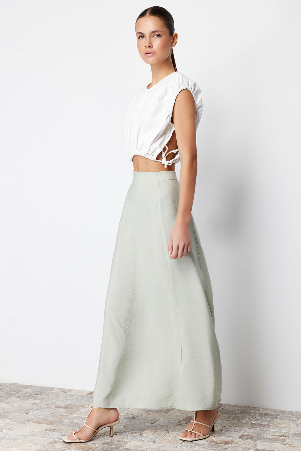 TRENDYOLMILLA Mint Modal Icerikli A-line Maxi Boy Dokuma Etek TWOSS24ET00058  фото 3