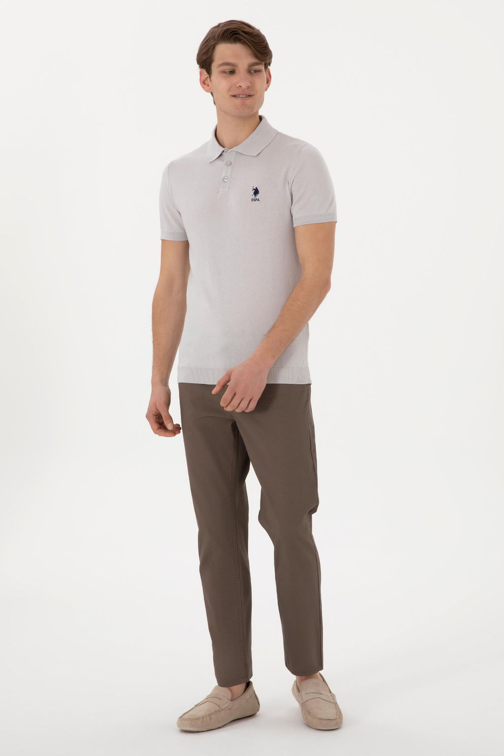 Erkek Slim Fit Vizon Kanvas Pantolon