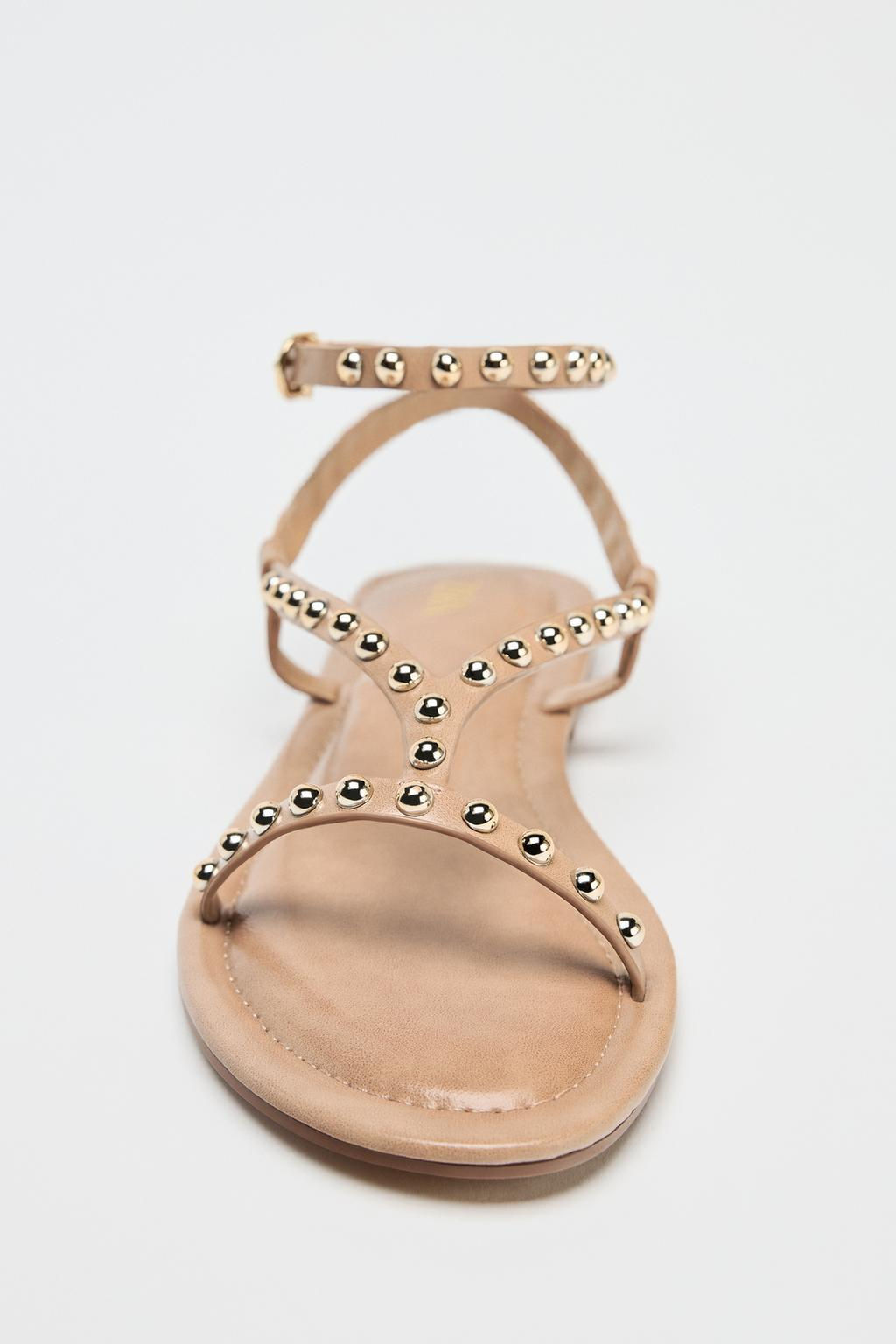 SANDALS WITH METALLIC BEADED STRAPS - Zara фото 4