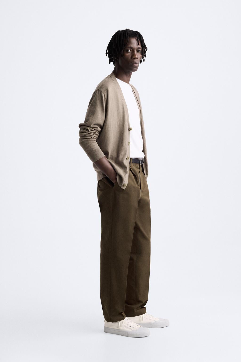 PLEATED COTTON - LINEN TROUSERS - Zara фото 4