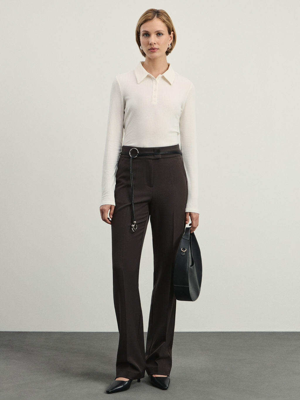 Джемпер поло в рубчик / Zarina  фото 2