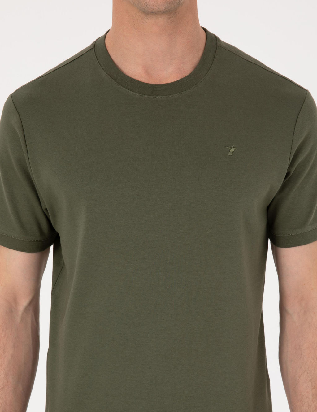 Haki Regular Fit %100 Pamuk Bisiklet Yaka Basic T-shirt