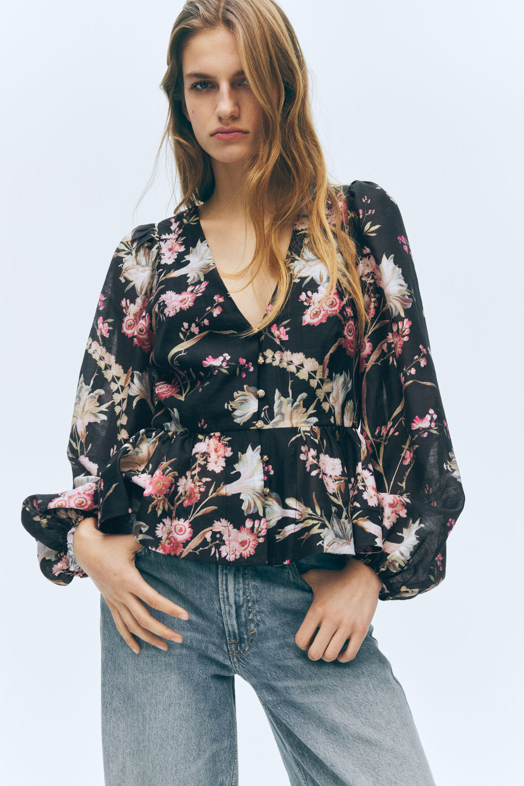 Blusa en mezcla de lino con peplum - H&m фото 4