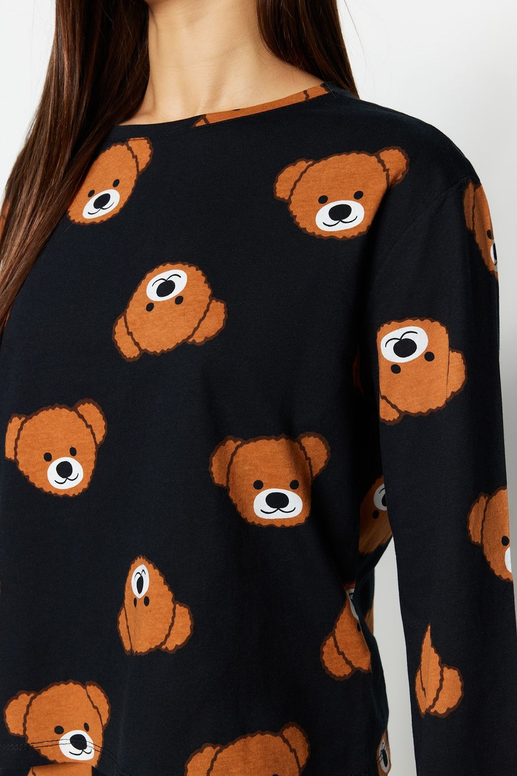 Trendyolmilla Siyah %100 Pamuklu Ay?c?kl? Orme Pijama Tak?m? THMAW23PT00514  фото 8