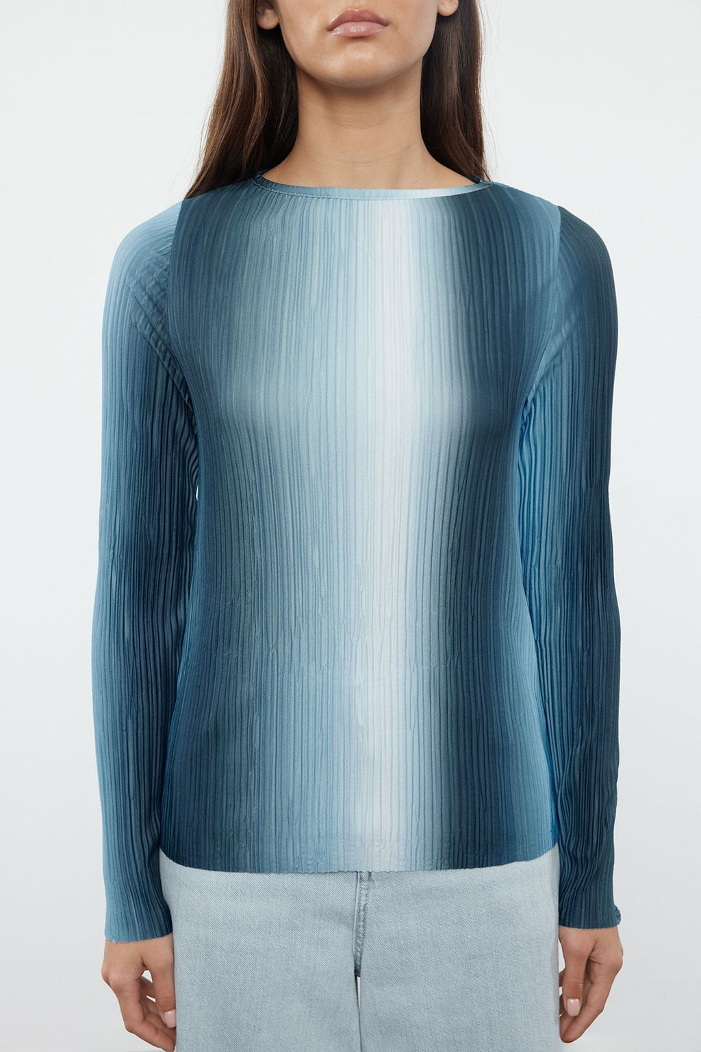 Mavi Regular/Normal Kal?p Bask?l? Pilise Esnek Orme Bluz TWOAW25BZ00120