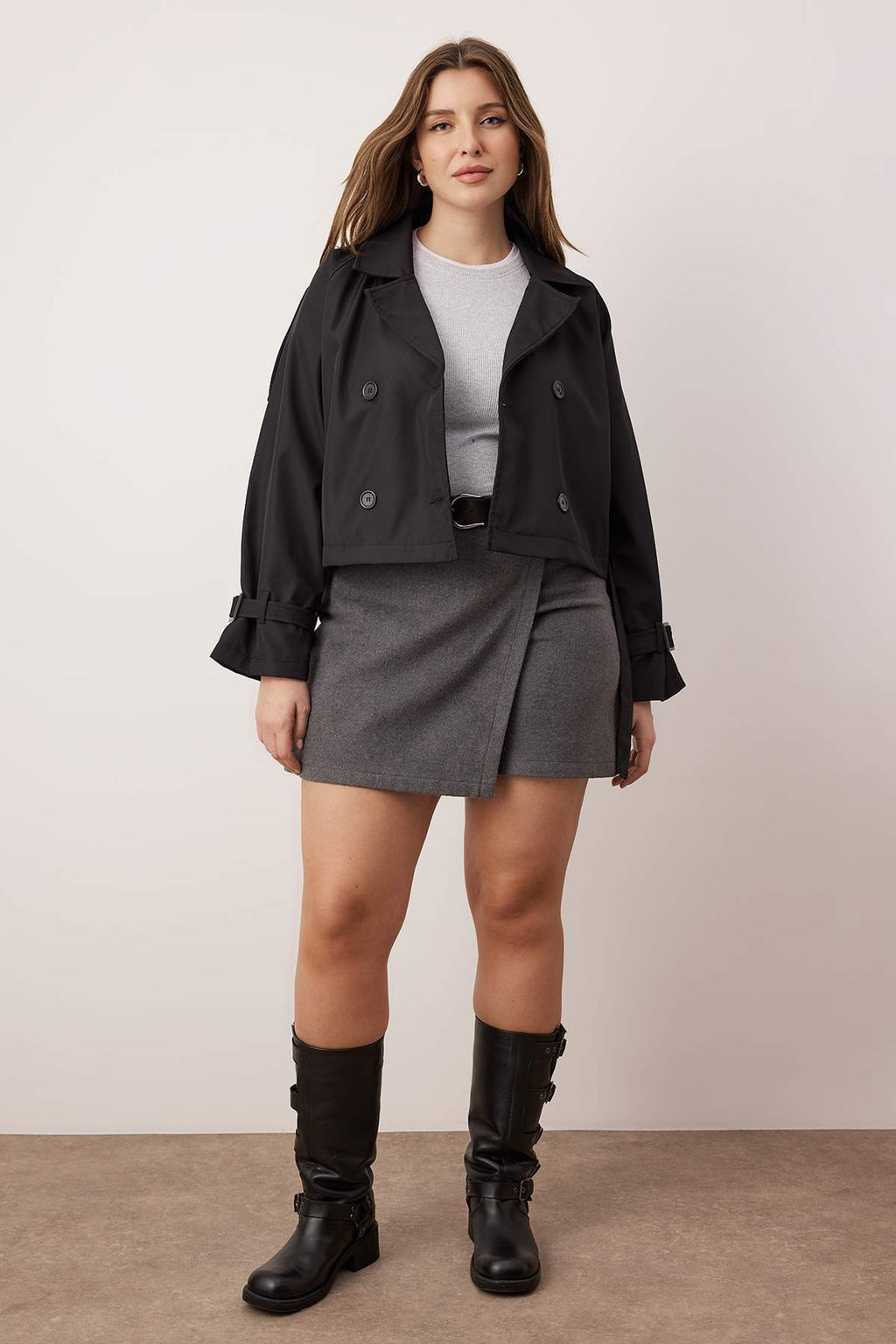 Tas Regular Buyuk Beden Trenckot TWOAW26BM00002 - Trendyolmilla фото 8