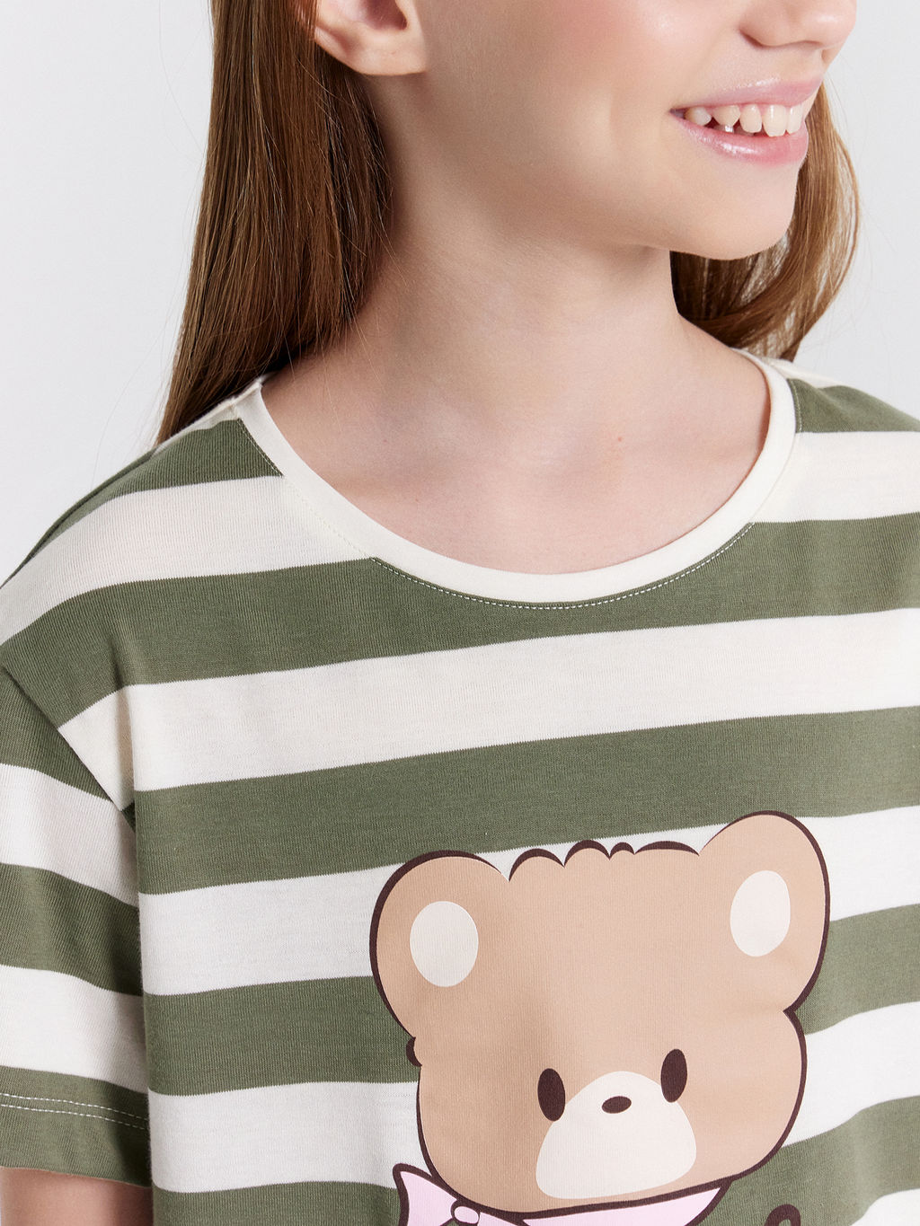 Комплект домашний для девочек в полоску с принтом cute bear - Mark formelle фото 7