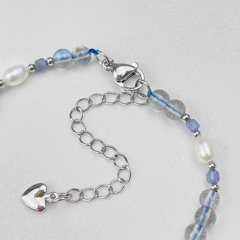 Браслет из Лабрадора, Танзанита и Жемчуга - Радуга самоцветов фото 4