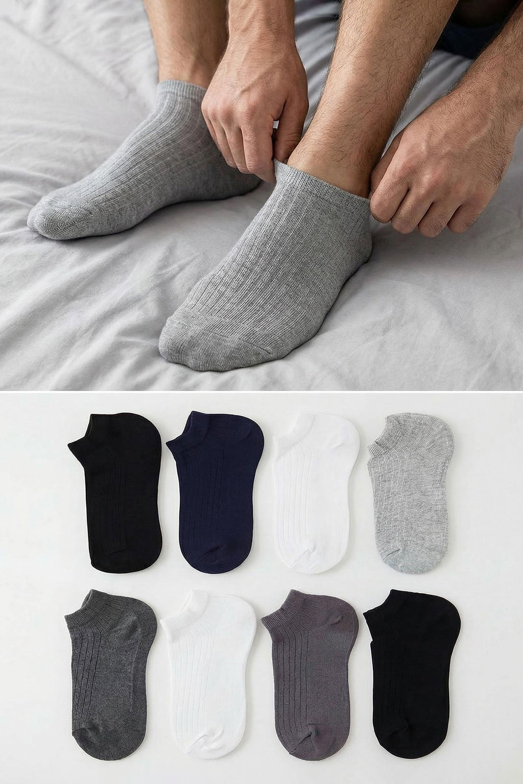 TRENDYOL MAN Gri Unisex 8li Paket K?sa Boy Patik Pamuklu Corap TMNSS25CO00017 - Trendyolmilla фото 3