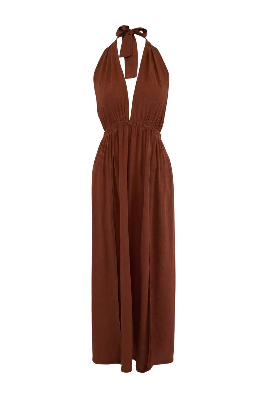 Trendyolmilla Ekru Maxi Dokuma Plaj Elbise TBESS25EL00114  фото 13