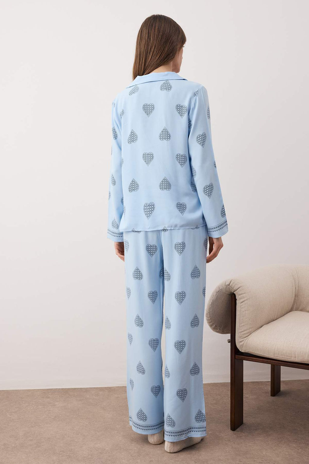 Ekru %100 Pamuklu Kapli Dokuma Pijama Tak?m? THMAW26PT00025 - Trendyolmilla фото 18