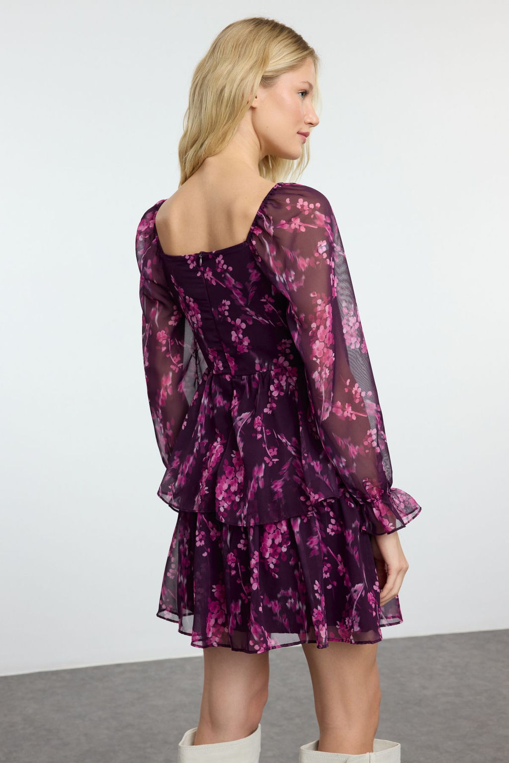 TRENDYOLMILLA Murdum Cicekli F?rf?rl? Mini Dokuma Elbise TWOAW23EL01455  фото 15