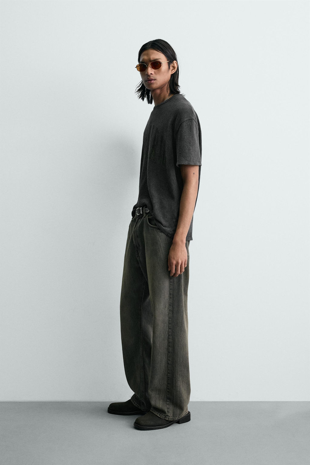 CAMISETA PUNTO ESTAMPADO LAVADO / Negro - Zara фото 4