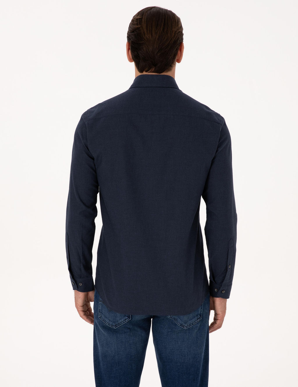 Lacivert Slim Fit %100 Pamuk Yakas_ D__meli Flanel G_mlek - Cacharel фото 5