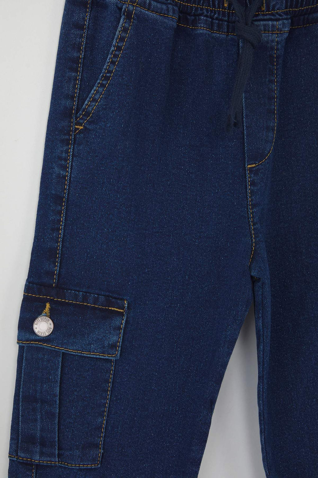 Koyu Mavi Pamuklu Erkek Cocuk Beli Lastikli Duz Denim Jeans TKDAW26JE00000 - Trendyolmilla фото 3