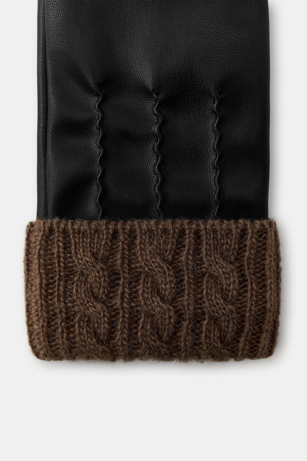 GUANTES EFECTO PIEL MEZCLA LANA / Negro