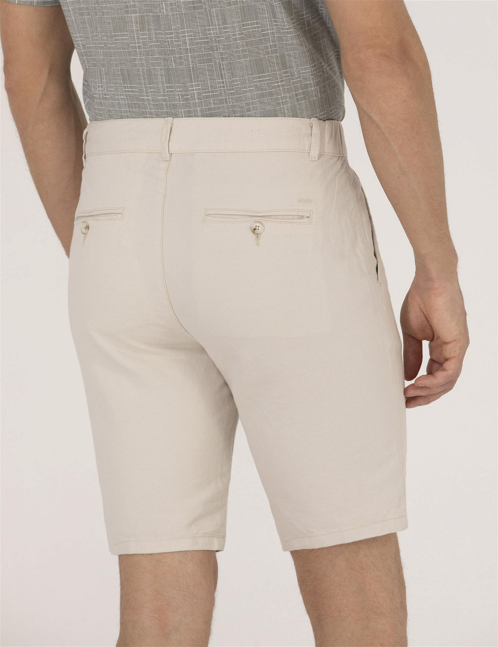 Ta_ Slim Fit Keten Kar___ml_ Bermuda _ort