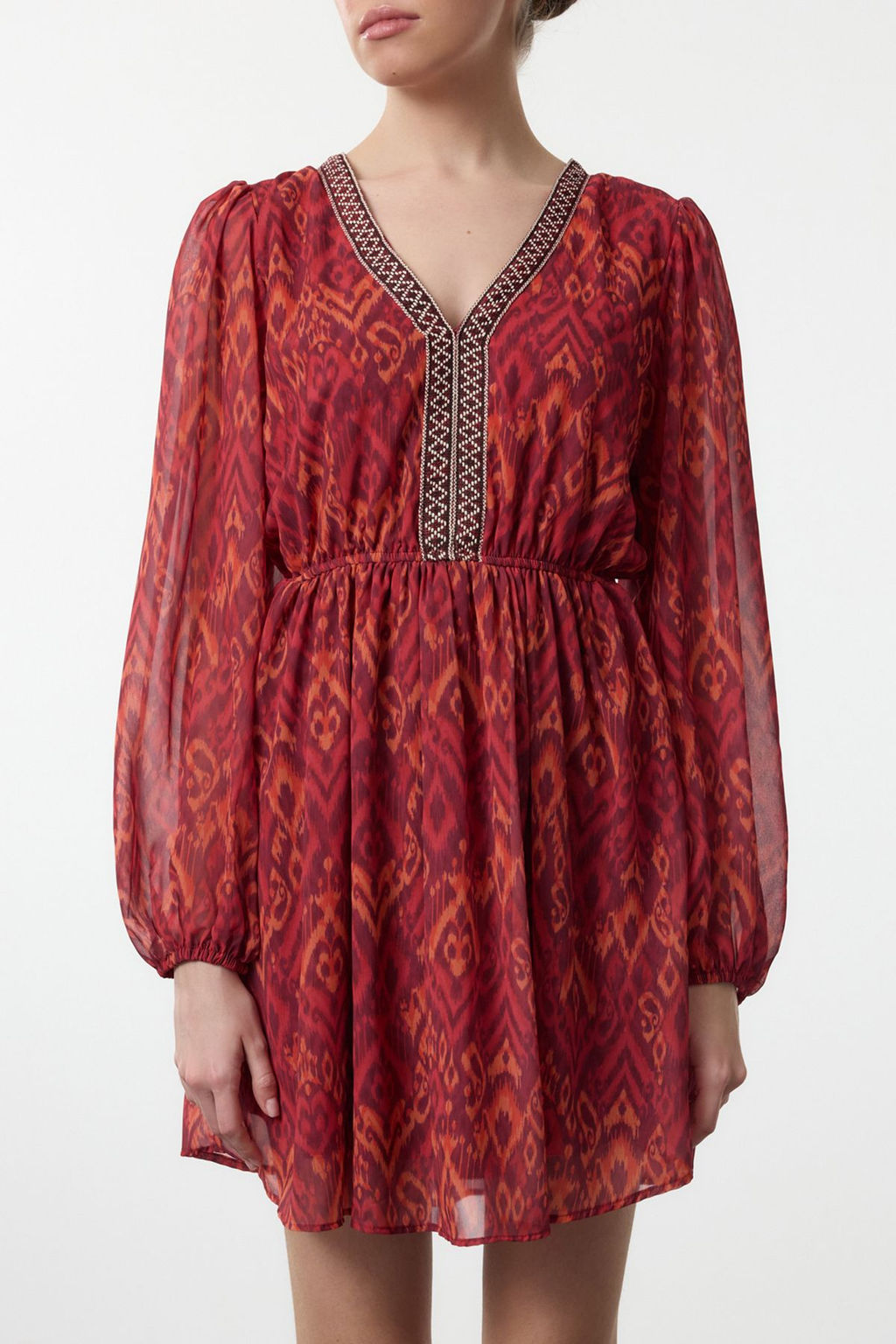 TRENDYOLMILLA Bordo Cicekli Mini Dokuma Elbise TWOAW25EL00182 фото 9