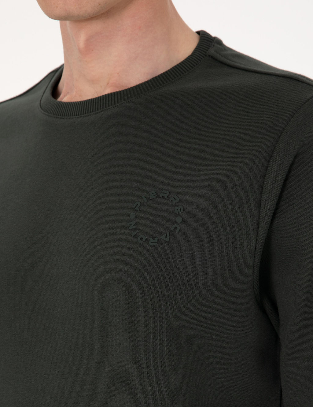 Koyu Ye_il 3 _plik Regular Fit Bisiklet Yaka Basic Sweatshirt