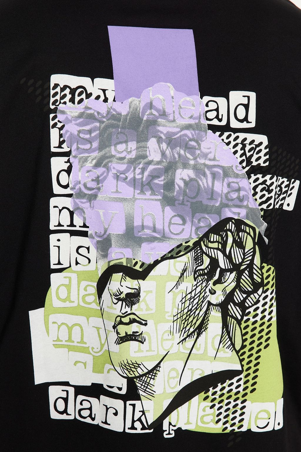 TRENDYOL MAN Siyah Oversize/Genis Kesim Sanatsal S?rt Bask?l? Orme T-Shirt TMNSS23TS00151 - Trendyolmilla фото 8