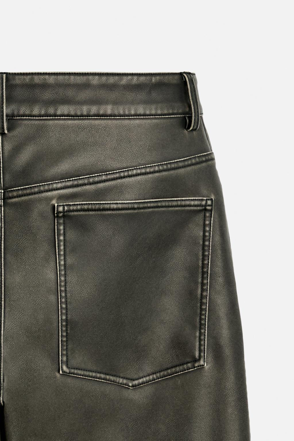 LIMITED EDITION LEATHER EFFECT TROUSERS - Zara фото 9