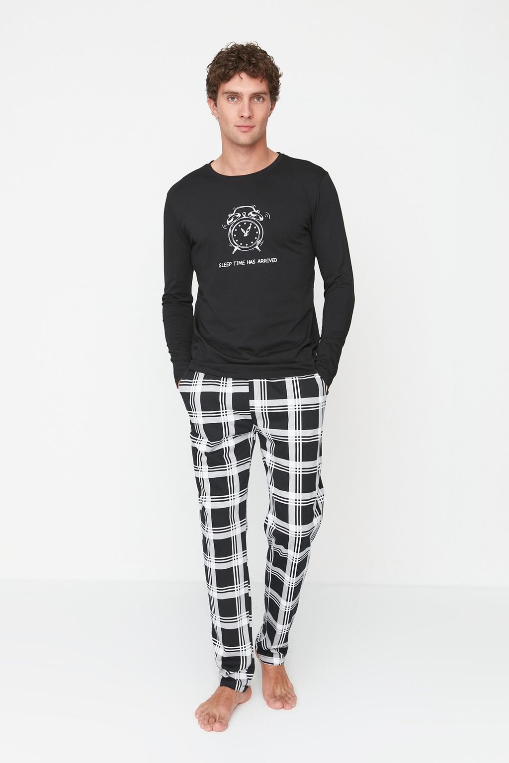TRENDYOL MAN Siyah Regular Fit Bisiklet Yaka %100 Pamuk Pijama Tak?m? THMAW22PT0441 - Trendyolmilla фото 2