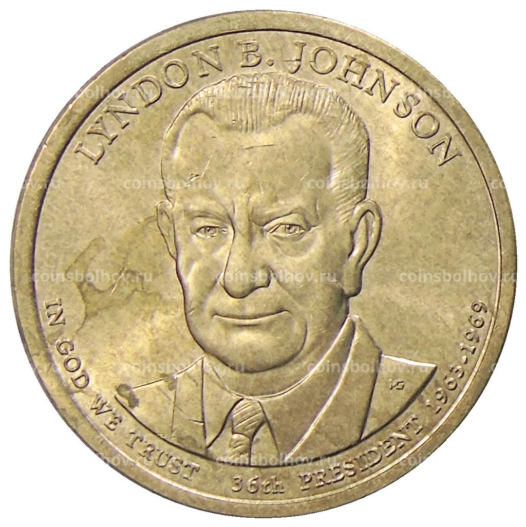 Монета 1 доллар 2015 года P Линдон Джонсон 36-й президент США
