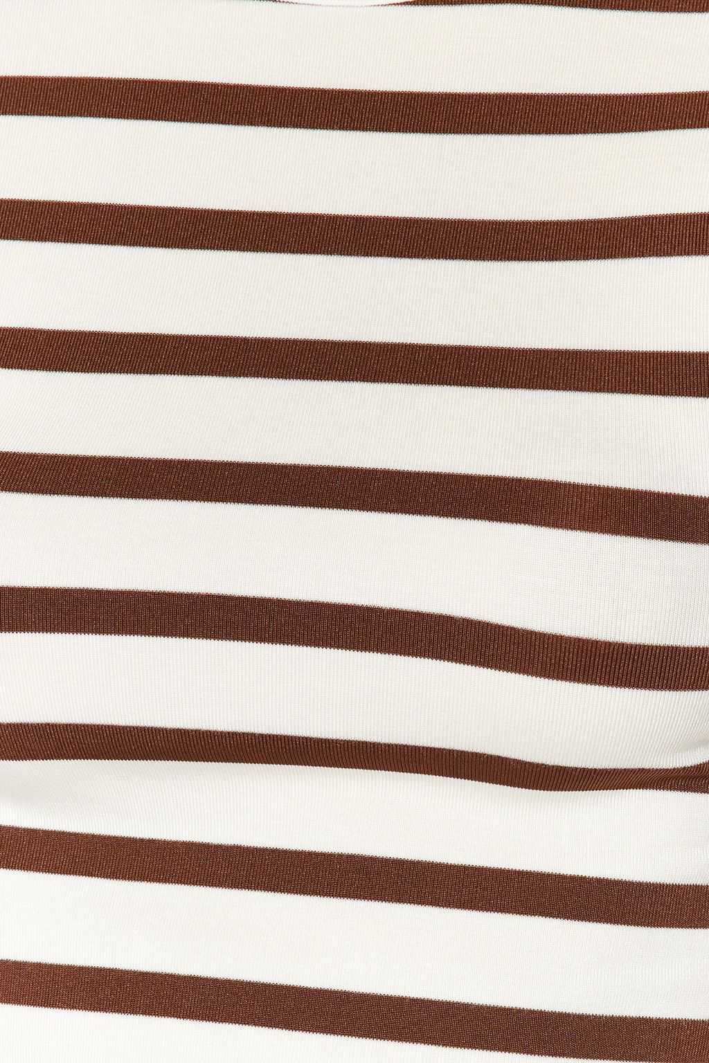 Trendyolmilla Premium Tas Ekru Cizgili Viskoz/Yumusak Kumas Crop Bisiklet Yaka Esnek Orme Bluz TWOSS23BZ00198 фото 29