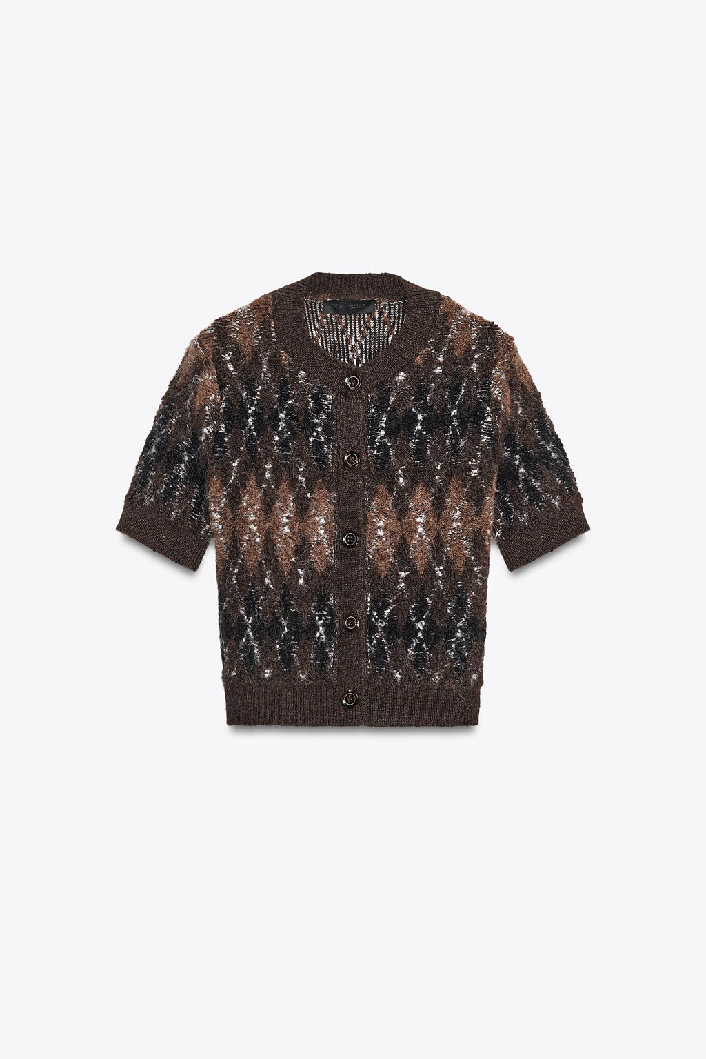 ARGYLE KNIT SHORT SLEEVE CARDIGAN - Zara фото 4