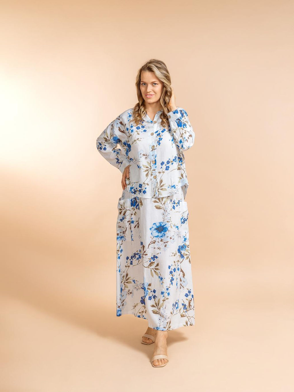 Костюм юбка и блузка (вискоза,лен) №25-200-2 (Лето 2025) - Ганг фото 3