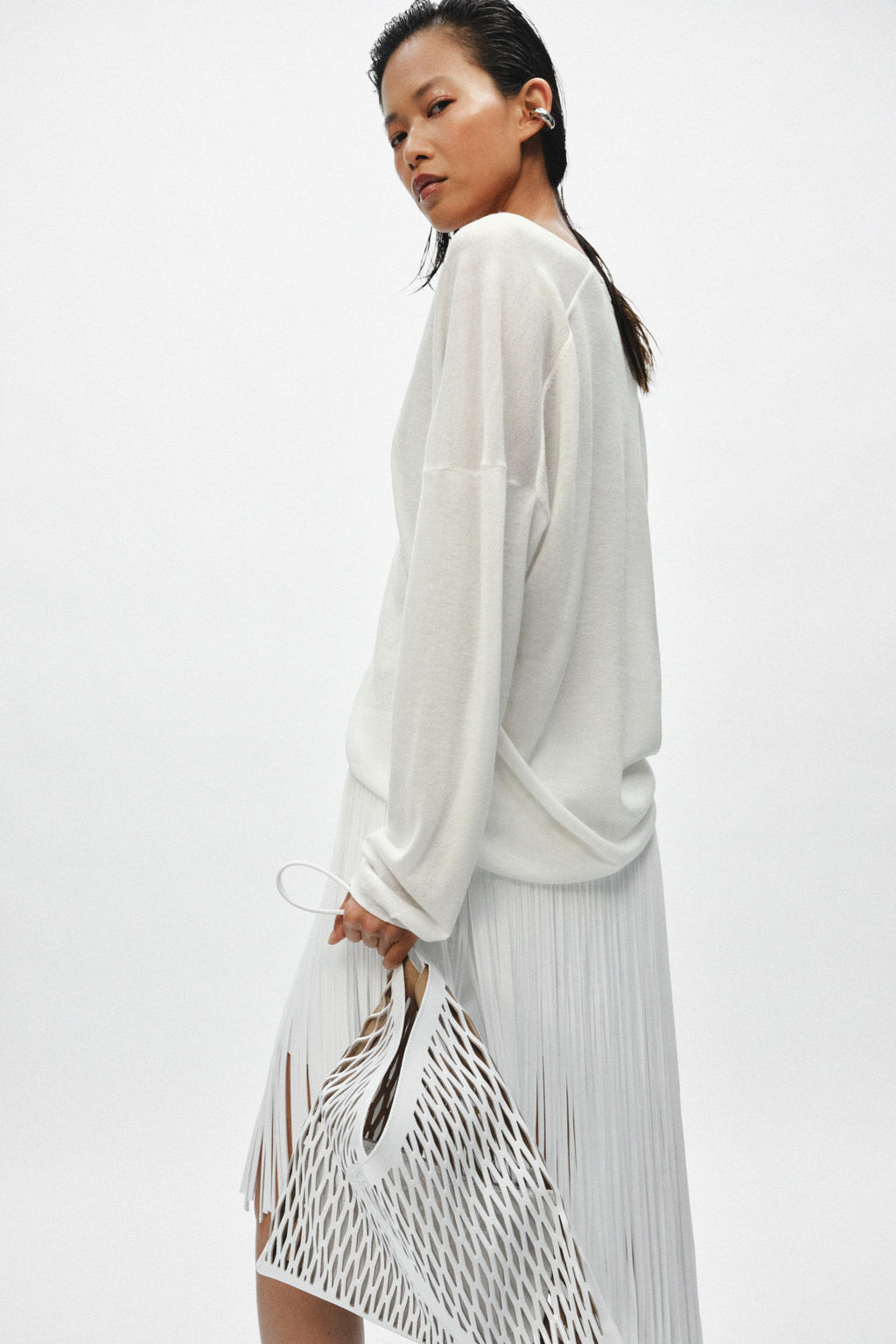 JERSEY PUNTO FINO ESCOTE PICO / crudo-blanco - Zara фото 4