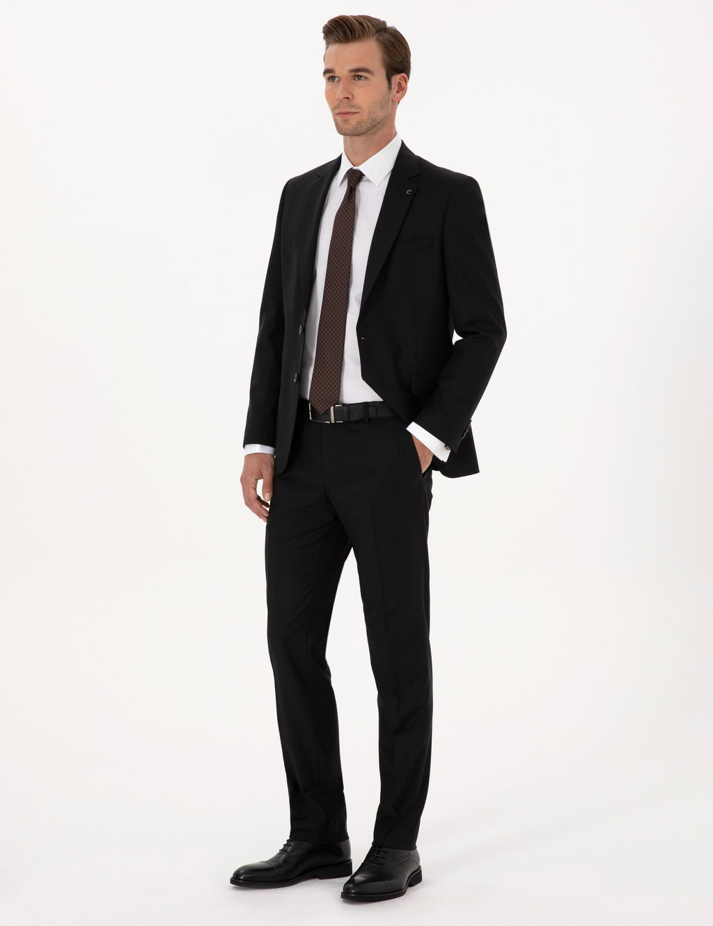 Siyah Slim Fit Tak_m Elbise - Cacharel фото 4