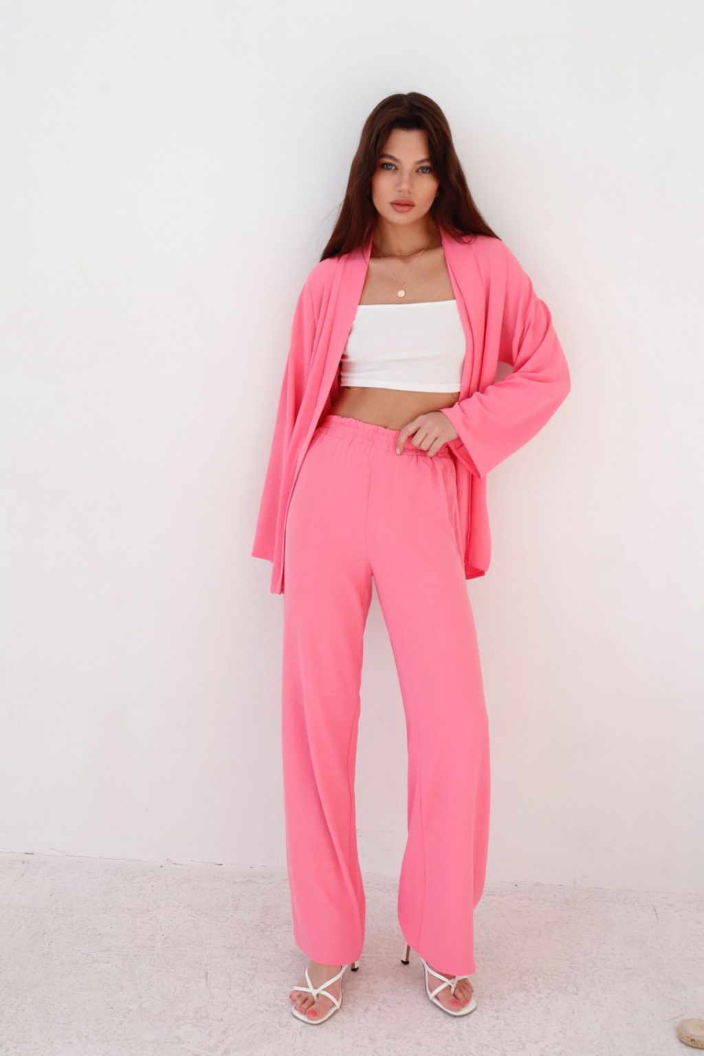 9377 Костюм из кимоно и брюк-палаццо pink - Martichelli фото 4