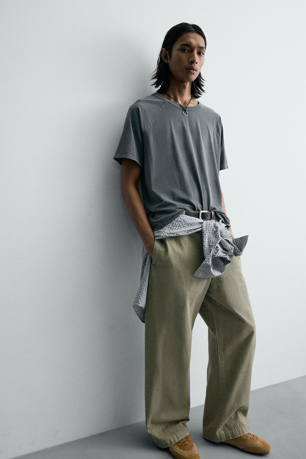 PANTAL?N CHINO WIDE FIT / Verde gris - Zara фото 5