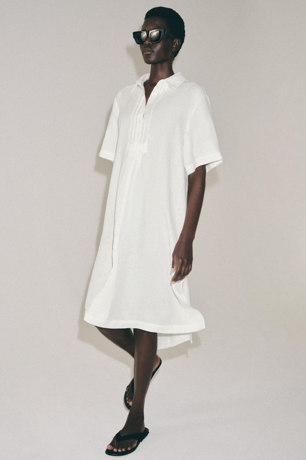 VESTIDO CAMISERO LINO ZW COLLECTION / Blanco