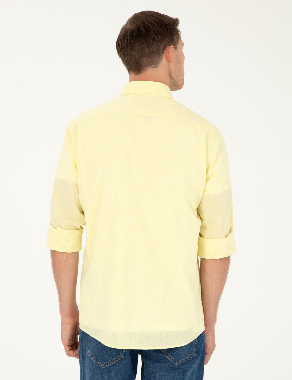 Sar_ Slim Fit Keten Kar___ml_ G_mlek