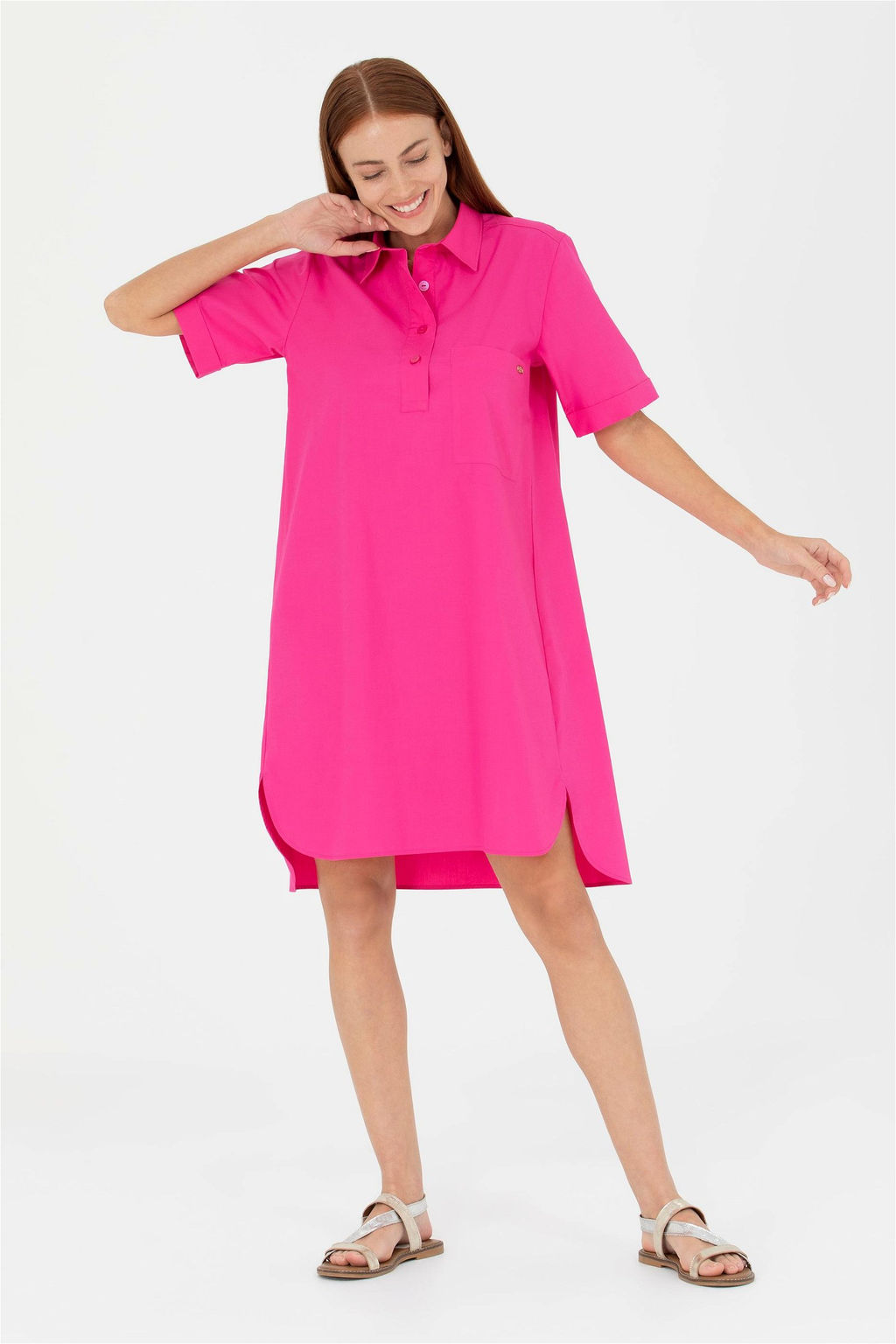 Женское плетеное платье цвета фуксии - U.s. polo assn фото 8